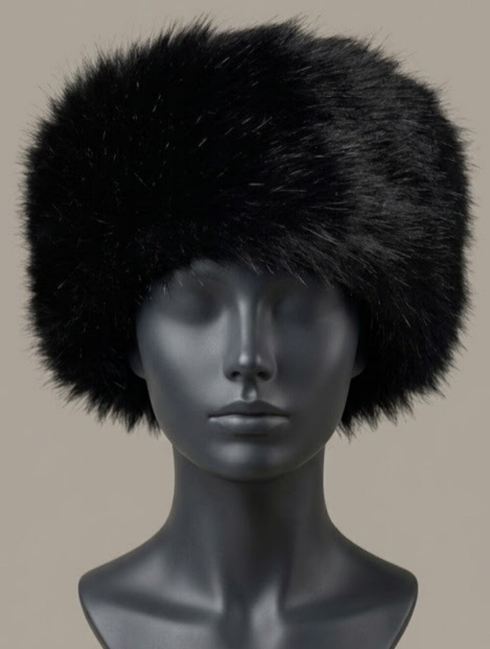 JESSICA Black Faux Fur Classy Russian-Style Fluffy Hat